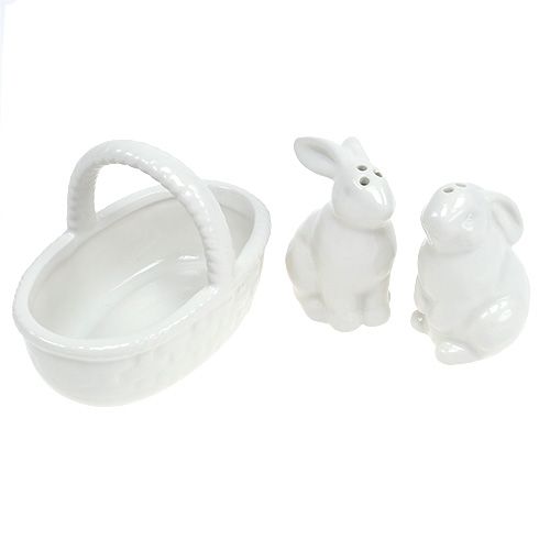 Floristik24 Salero y pimentero conejito blanco 1p