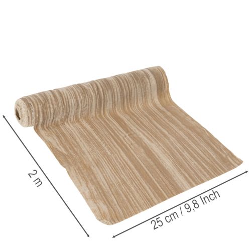 Camino de mesa de terciopelo con cinta, terciopelo arrugado, 25 cm (2 m) | Floristik24.es