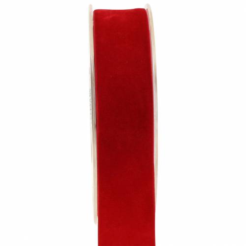 Floristik24 Cinta de terciopelo roja 25mm 7m