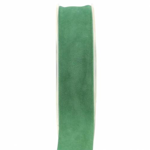 Floristik24 Cinta de terciopelo verde 25mm 7m