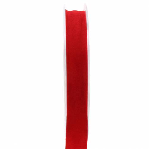 Floristik24 Cinta de terciopelo roja 15mm 7m