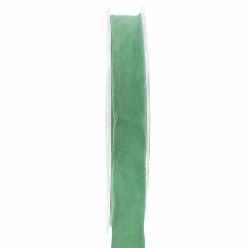 Floristik24 Cinta de terciopelo verde 15mm 7m