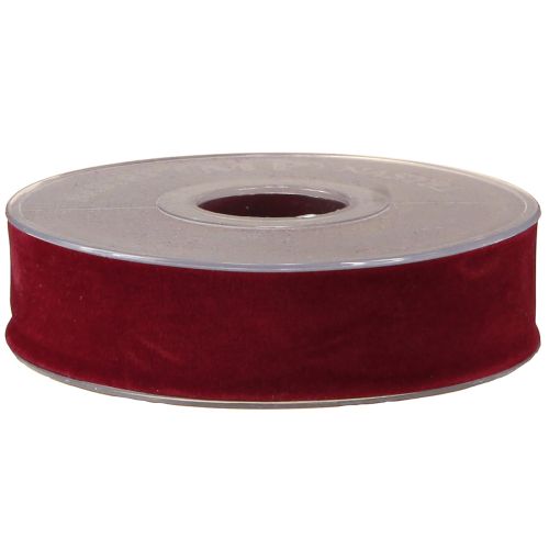 Artículo Cinta de terciopelo rojo burdeos cinta decorativa cinta roja 25mm 7m