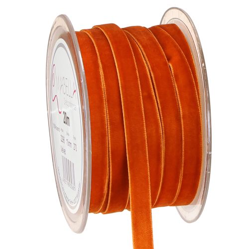 Cinta de terciopelo decorativa terciopelo naranja oscuro 10mm 20m