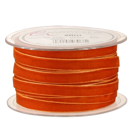 Artículo Cinta de terciopelo decorativa terciopelo naranja oscuro 10mm 20m