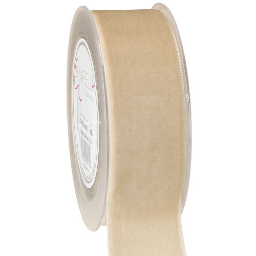 Cinta de terciopelo, cinta decorativa, cinta de terciopelo para regalo, beige, 40 mm, 8 m