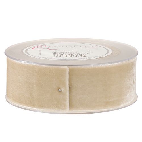 Artículo Cinta de terciopelo, cinta decorativa, cinta de terciopelo para regalo, beige, 40 mm, 8 m