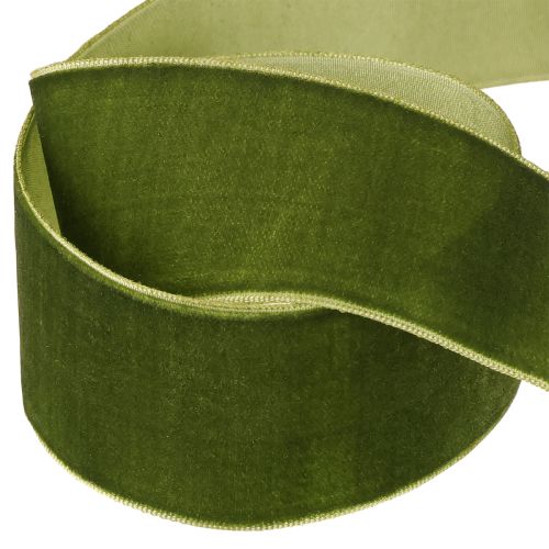 Artículo Cinta de terciopelo cinta decorativa cinta de tela terciopelo verde oscuro 40mm 8m