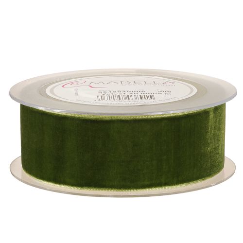 Artículo Cinta de terciopelo cinta decorativa cinta de tela terciopelo verde oscuro 40mm 8m