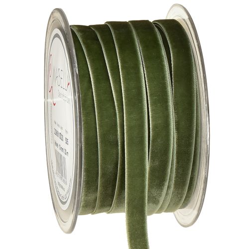 Artículo Cinta de terciopelo, cinta de regalo, cinta decorativa verde, ancho 10 mm, 20 m