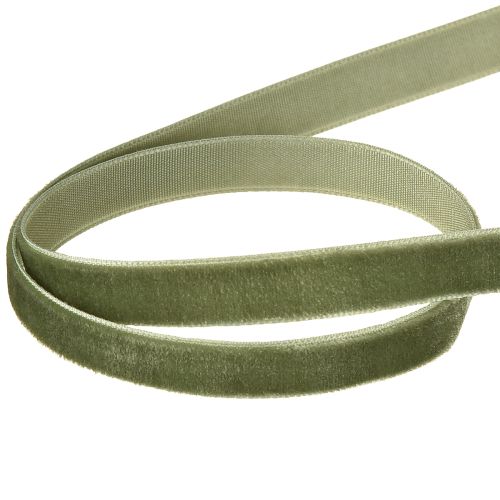 Artículo Cinta de terciopelo, cinta de regalo, cinta decorativa verde, ancho 10 mm, 20 m
