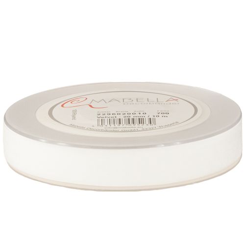 Artículo Cinta de terciopelo, cinta de regalo, cinta decorativa, terciopelo blanco, 20 mm de ancho, 10 m de largo