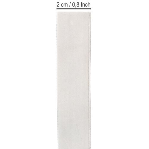 Artículo Cinta de terciopelo, cinta de regalo, cinta decorativa, terciopelo blanco, 20 mm de ancho, 10 m de largo