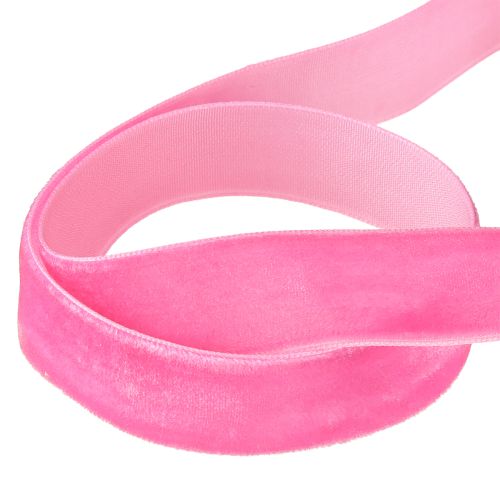 Artículo Cinta de terciopelo rosa decorativa Cinta de terciopelo rosa 20 mm 10 m