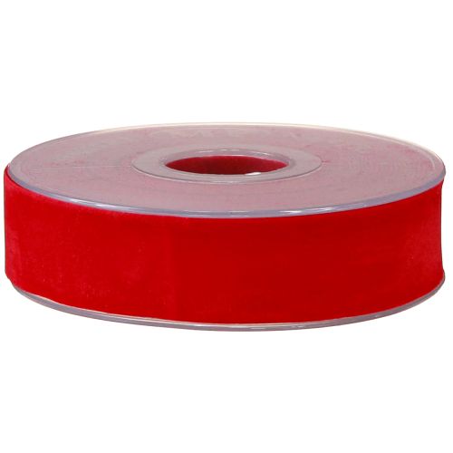 Artículo Cinta de terciopelo cinta roja cinta de tela 25mm 7m