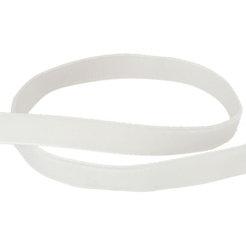 Artículo Cinta de terciopelo blanca, cinta decorativa, cinta de regalo blanca, 10 mm, 20 m