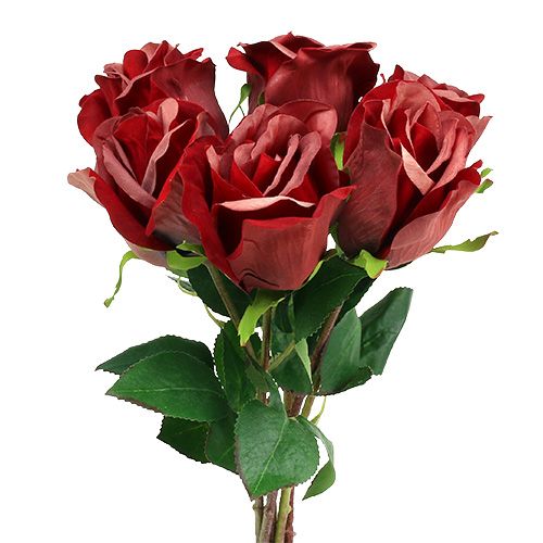Rosa de terciopelo roja Ø8cm L45cm 6 uds