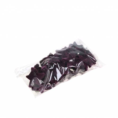 Artículo Estrellas decorativas dispersas estrellas de terciopelo flocadas bayas moradas 4/5cm 40 piezas