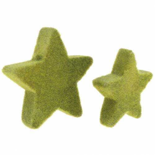 Artículo Estrellas decorativas dispersas flocadas verde musgo 4cm/5cm 40 piezas