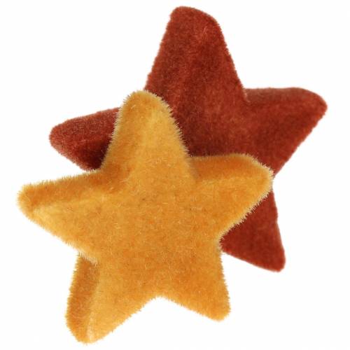 Floristik24 Decoración dispersa mezcla de estrellas curry flocado, rooibos 4cm/5cm 40 piezas
