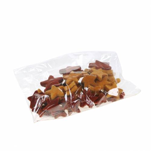 Floristik24 Decoración dispersa mezcla de estrellas curry flocado, rooibos 4cm/5cm 40 piezas