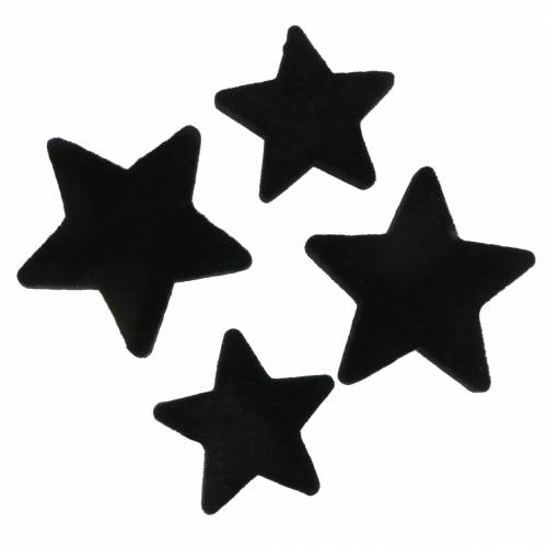 Floristik24 Decoración dispersa estrellas terciopelo negro 4/5cm 40 piezas