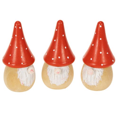 Mini figura de gnomo, decoración de mesa con amanita muscaria, 10 cm, 6 unidades