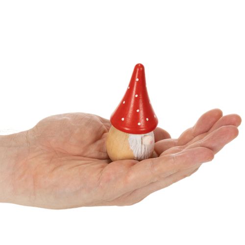 Mini figura de gnomo, decoración de mesa con amanita muscaria, 10 cm, 6 unidades | Floristik24.es