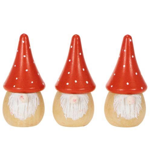 Mini figura de gnomo, decoración de mesa con amanita muscaria, 10 cm, 6 unidades | Floristik24.es