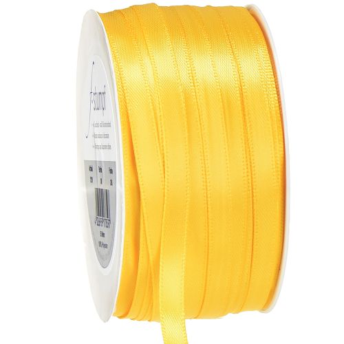 Artículo Cinta de raso para regalo, cinta decorativa estrecha amarilla de 6 mm y 50 m.