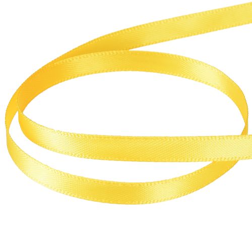 Artículo Cinta de raso para regalo, cinta decorativa estrecha amarilla de 6 mm y 50 m.