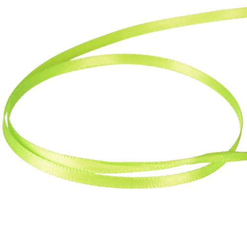 Artículo Cinta de raso para regalo, color verde claro, doble raso, 3 mm, 50 m