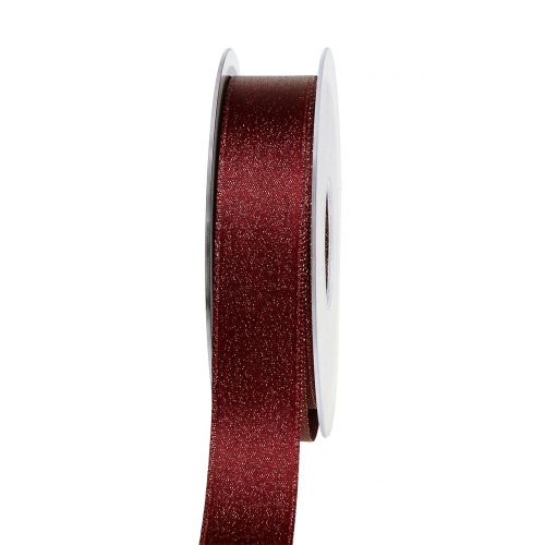Cinta de raso con mica rojo oscuro 25mm 20m