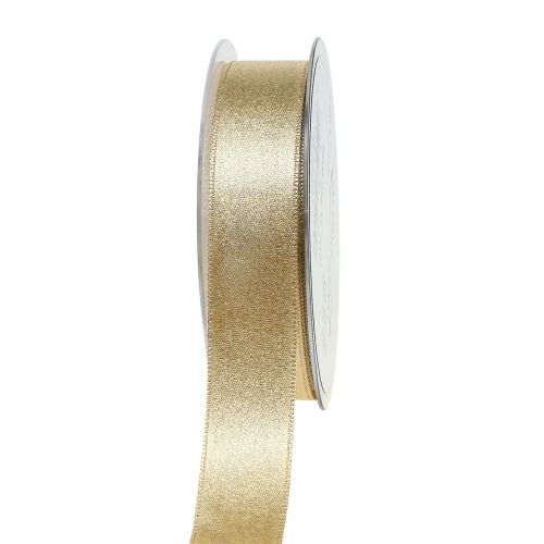 Floristik24 Cinta de raso con mica dorada 25mm 20m