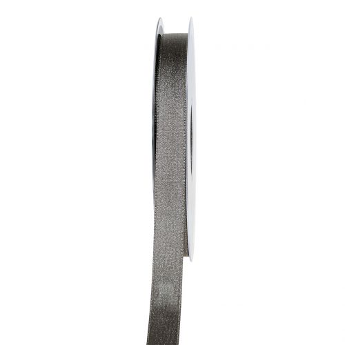 Floristik24 Cinta de raso con mica gris 10mm 20m