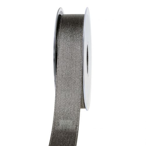 Cinta de raso con mica gris 25mm 20m