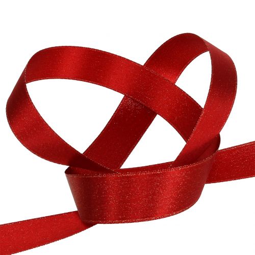 Artículo Cinta de raso con mica roja 25mm 20m