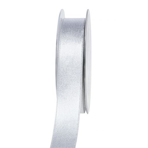 Artículo Cinta de raso con mica plateada 25mm 20m
