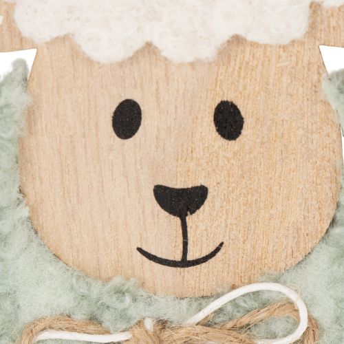 Artículo Decoración de oveja de madera, linda figura decorativa para primavera y Pascua, decoración de mesa, 11 cm, 6 piezas