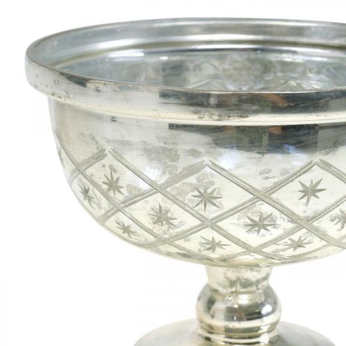 Floristik24 Tazón de vidrio con pie shabby chic decoración de vidrio champán Ø17cm H13cm