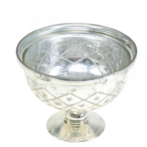 Floristik24 Tazón de vidrio con pie shabby chic decoración de vidrio champán Ø17cm H13cm