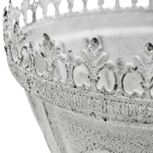 Floristik24 Trofeo decorativo cuenco decorativo de metal blanco con borde de corona Al. 15 cm