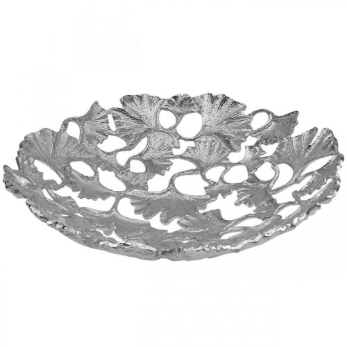 Floristik24 Cuenco decorativo cuenco gingko plateado metal Ø43cm H11cm