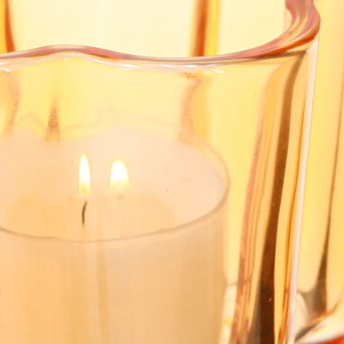 Artículo Portavelas de cristal con forma de flor naranja, Ø7,5 cm, alto 6 cm, 6 unidades