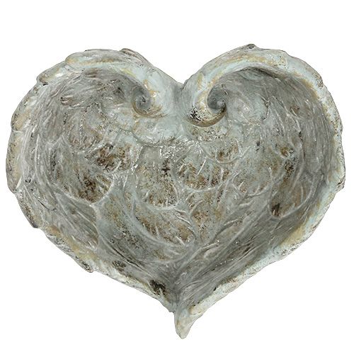Floristik24 Cuenco en forma de corazón gris 20cm x 18cm H7.5cm 1p