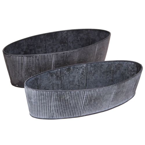 Artículo Cuenco ovalado de metal negro y gris vintage de 32,5/37 cm, juego de 2