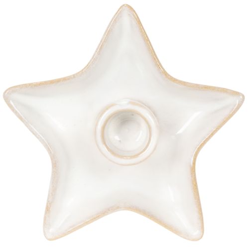 Portavelas de cerámica con forma de estrella, blanco, para velas cónicas, 12 cm, 2 unidades | Floristik24.es