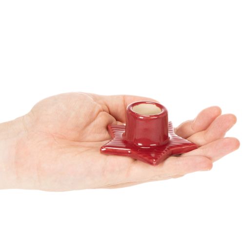 Portavelas con forma de estrella para velas cónicas, Adviento y Navidad, 8 cm, 2 unidades | Floristik24.es