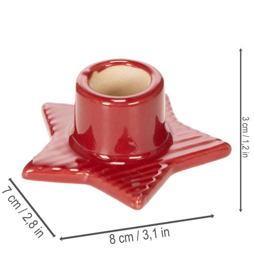Portavelas con forma de estrella para velas cónicas, Adviento y Navidad, 8 cm, 2 unidades | Floristik24.es