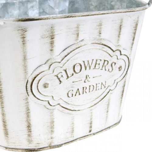 Floristik24 Maceta de metal con asas verde, blanco, gris L24cm H14,5cm 3ud
